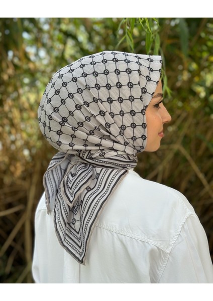 Pamuklu Soft Eşarp Monogram Desen