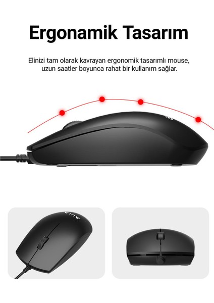 AC101 Kablolu Klavye ve 1200 Dpı Optik Mouse Seti