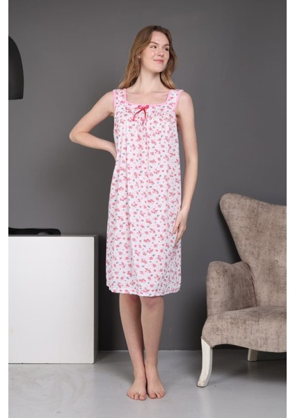 Yazlık Pamuklu Bol Kesim Kalın Askılı Gecelik