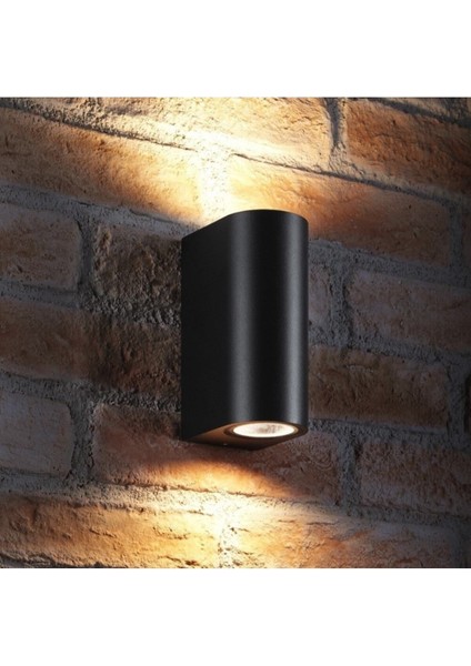 Iki Yönlü Dekoratif Oval Duvar Aplik - Siyah - Pc Gövde - IP65 - GU10 - Z13645