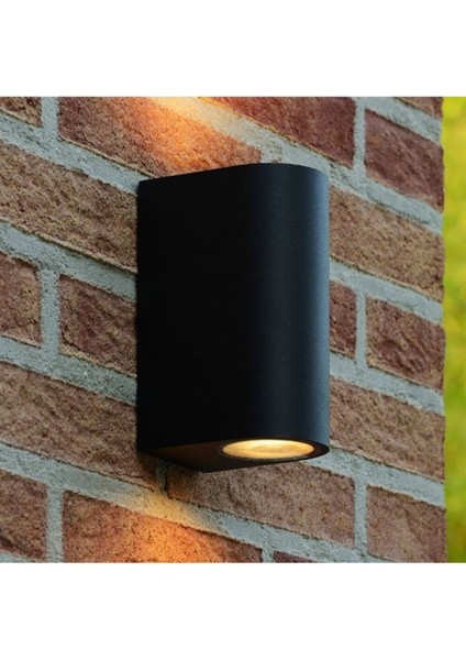 Iki Yönlü Dekoratif Oval Duvar Aplik - Siyah - Pc Gövde - IP65 - GU10 - Z13645