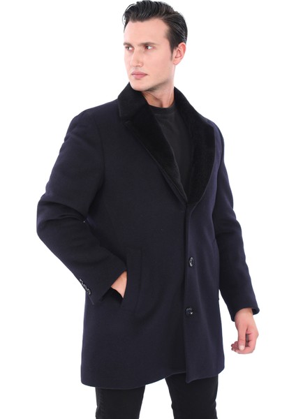 918 Erkek Lacivert Ceket Yaka Kürklü Kaban fiyatları