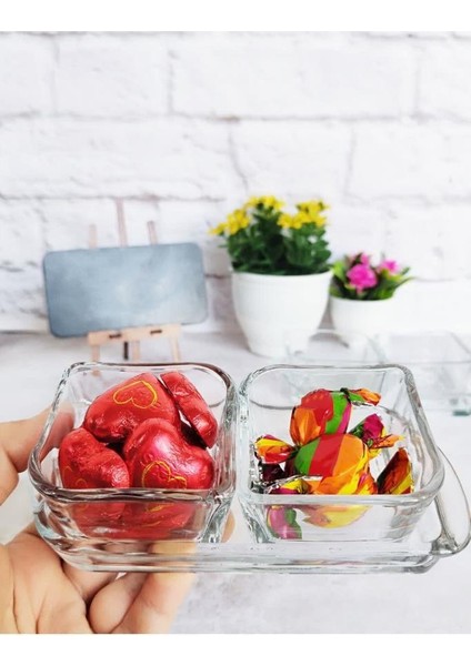 Cam Mini 3 Parça Tepsili Lokumluk Şekerlik Reçellik Tuzluk Kahvaltılık Sunumluk fiyatları