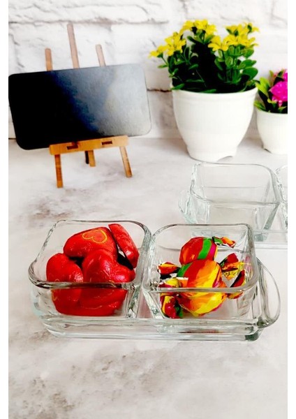 Cam Mini 3 Parça Tepsili Lokumluk Şekerlik Reçellik Tuzluk Kahvaltılık Sunumluk modelleri