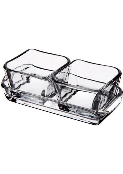 Cam Mini 3 Parça Tepsili Lokumluk Şekerlik Reçellik Tuzluk Kahvaltılık Sunumluk fırsatları