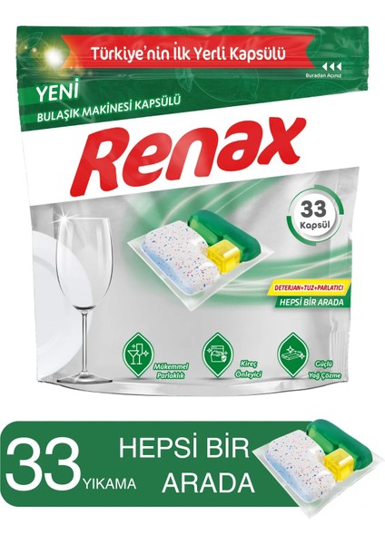 Renax Bulaşık Makine Kapsülü 198' Li (6X33 Adet)