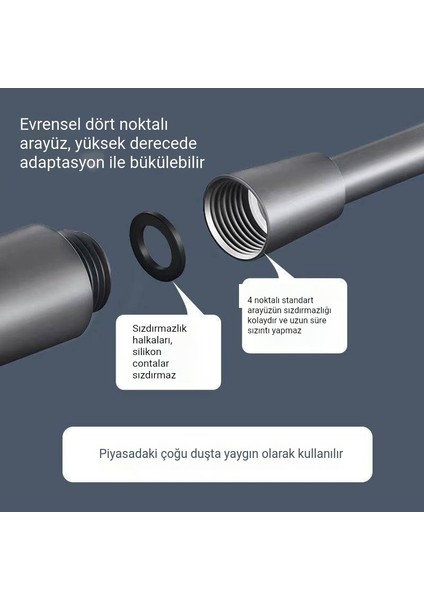 Siyah 150CM Modern Siyah Pvc Duş Hortumu, Esnek ve Patlamaya Dayanıklı - Paslanmaz Banyo Hortumu