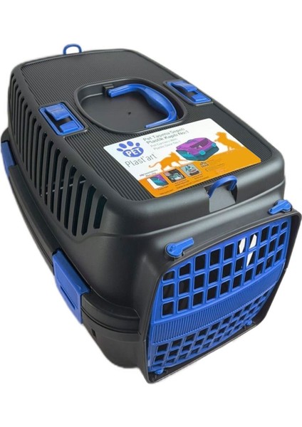 Kedi Köpek Taşıma Sepeti Evcil Hayvan Çantası 30x50 cm Mavi Siyah