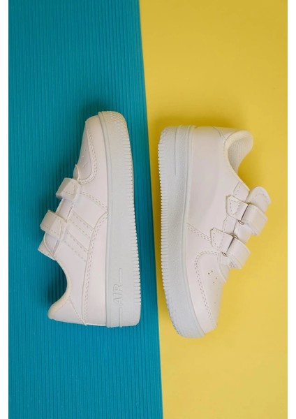 Pepe Beyaz Beyaz Air Kalın Taban Çift Bantlı Bebek Çocuk Sneaker Pepe-3579 modelleri