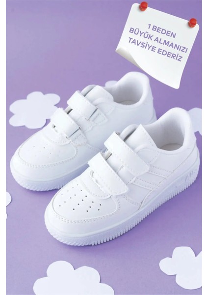 Pepe Beyaz Beyaz Air Kalın Taban Çift Bantlı Bebek Çocuk Sneaker Pepe-3579 indirimleri