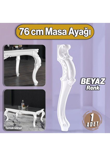 Valenta Masa Dresuar Ayağı 76 cm Plastik Ayak Mutfak Yemek Masası Mobilya Ayakları Beyaz