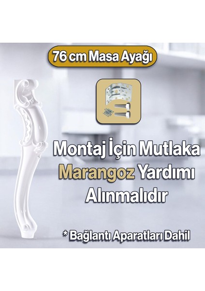 Valenta Masa Dresuar Ayağı 76 cm Plastik Ayak Mutfak Yemek Masası Mobilya Ayakları Beyaz modelleri