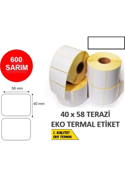 Terazi Etiketi 40X58 mm 600'LÜ Sarım 1.kalite 10 Rulo