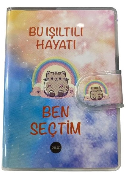 Bu Işıltılı Hayatı Ben Seçtim Tasarımlı Çizgili Mini Boy Defter