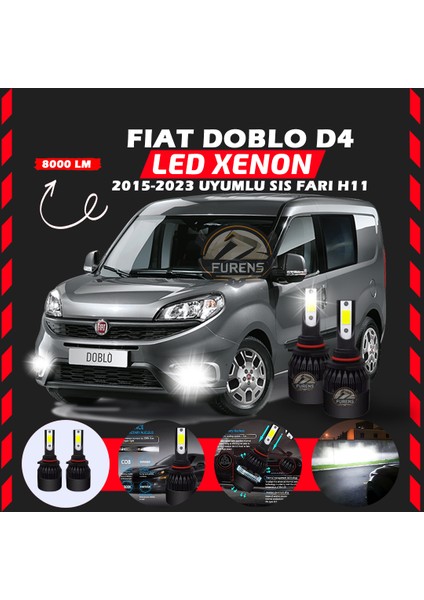 Fiat Doblo D4 2015-2023 Sis Farı Uyumlu Şimşek Etkili LED Xenon Light Series H11