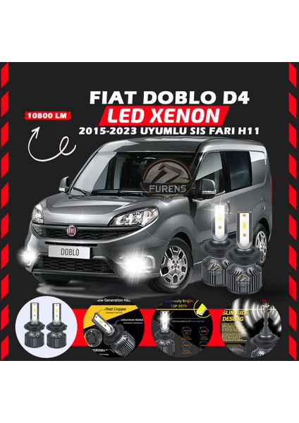 Fiat Doblo D4 2015-2023 Sis Farı Uyumlu Şimşek Etkili LED Xenon Premium Series H11