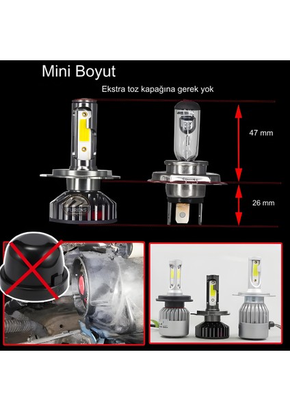 Fiat Fiorino 2008-2024 Uzun - Kısa Far Uyumlu Şimşek Etkili LED Xenon Pro Series H4