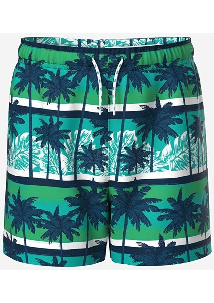 Beli Lastikli Baskılı Erkek Çocuk Deniz Şortu