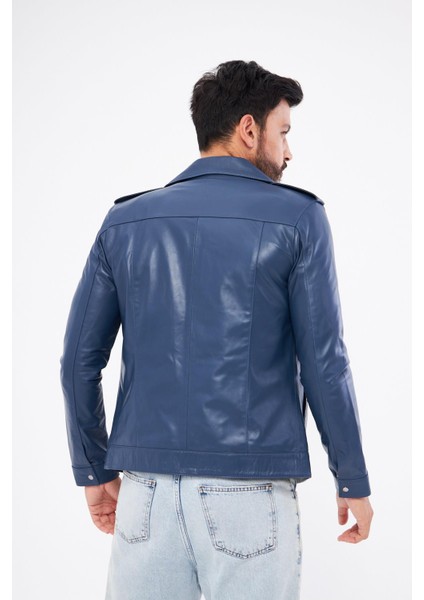 DER276 Hakiki Deri Erkek Mavi Mont fırsatları