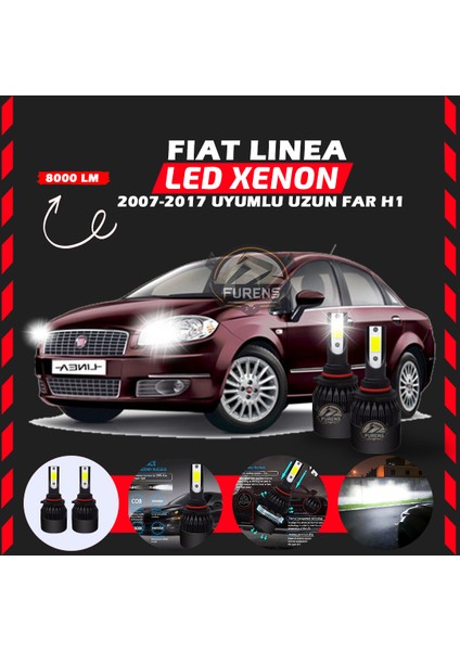 Fiat Linea 2007-2017 Uzun Far Uyumlu Şimşek Etkili LED Xenon Light Series H1
