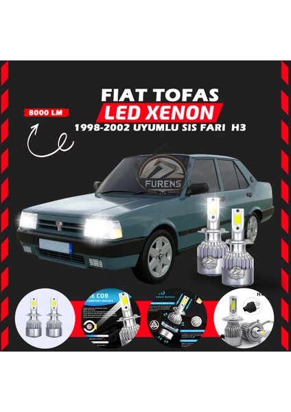 Fiat Tofaş Sis Farı Uyumlu Şimşek Etkili LED Xenon Performance Series H3
