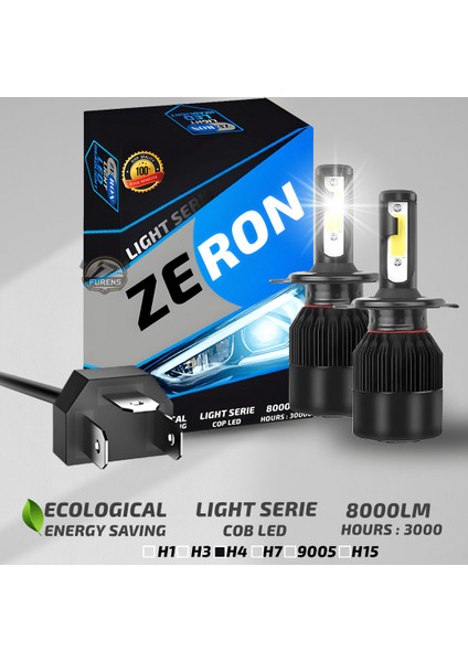 Fiat Tempra Uzun - Kısa Far Uyumlu Şimşek Etkili LED Xenon Light Series H4