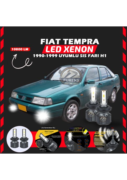 Fiat Tempra Sis Farı Uyumlu Şimşek Etkili LED Xenon Premium Series H1