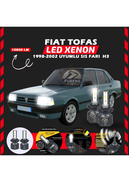 Fiat Tofaş Sis Farı Uyumlu Şimşek Etkili LED Xenon Premium Series H3