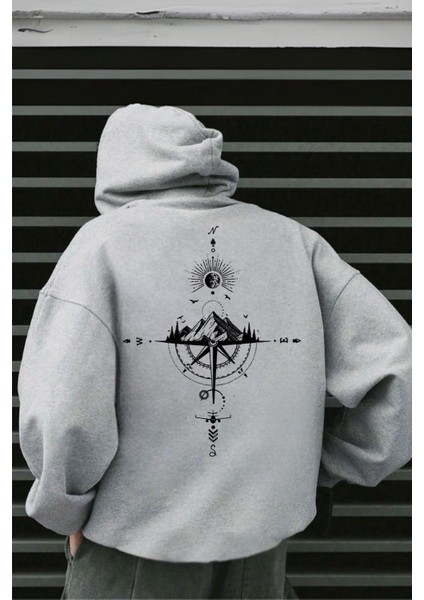 Compass Sırt Baskılı Pamuklu Erkek Sweatshirt