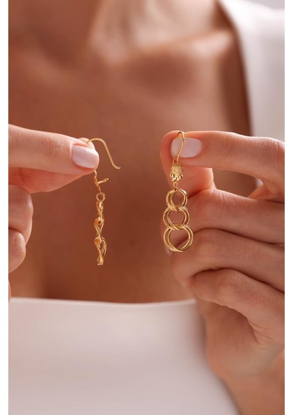 22 Ayar Çift Sıra Üçlü Samanyolu Küpe modelleri