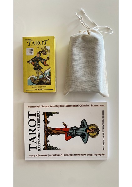 Tarot Öğrenme Seti Klasik Deste, Rehber Kitap, Saklama Kesesi