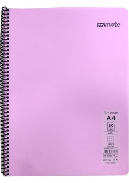 Flex Pastel Defter A4 80 Yp Kareli - Pembe