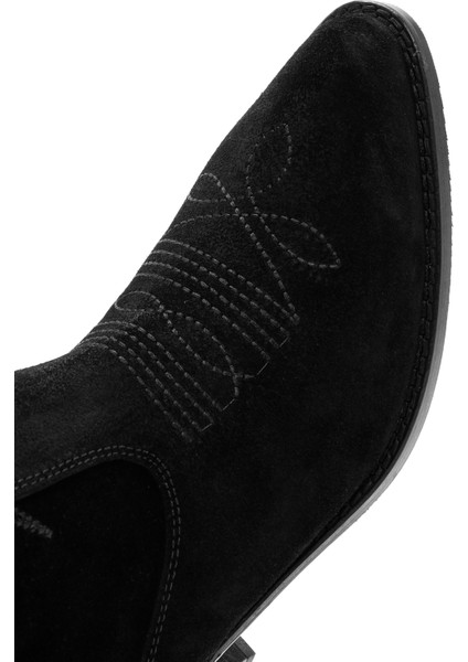 Kadın Siyah Süet Deri Kovboy Bot 24WFD152610