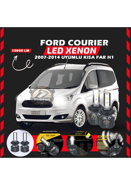 Ford Courier 2007-2014 Kısa Far Uyumlu Şimşek Etkili LED Xenon Premium Series H1