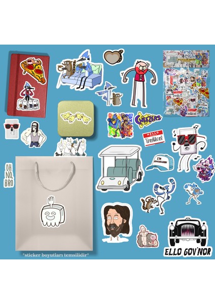 Regular Show, Sürekli Dizi Sticker Paketi/ Bullet Journal Defter Çıkartma Ajanda Laptop Etiket