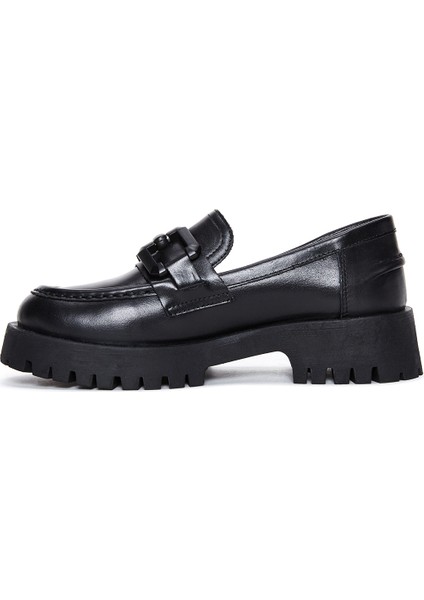 Kadın Siyah Maskülen Loafer 24WFD180118