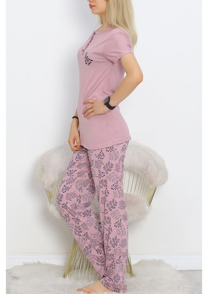 Düğmeli Pijama Takımı Gülsiyah - 704.1287.