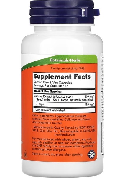 Foods Dopa Mucuna 90 Veg Capsules fiyatları