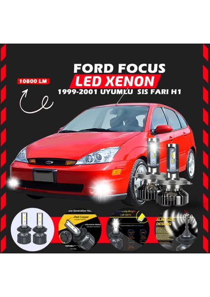 Ford Focus 1 1999-2001 Sis Farı Uyumlu Şimşek Etkili LED Xenon Premium Series H1