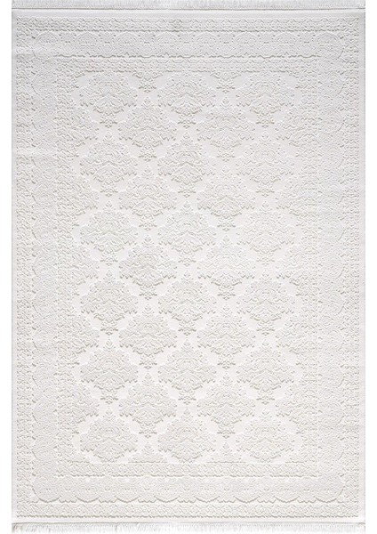 Vanessa 06151c Krem Retro Motifli Yün Halı