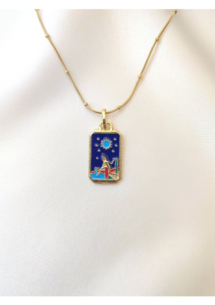 Kadın Paslanmaz Çelik Mineli Güneş Tanrısı Tarot Kolye
