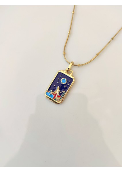 Kadın Paslanmaz Çelik Mineli Güneş Tanrısı Tarot Kolye modelleri