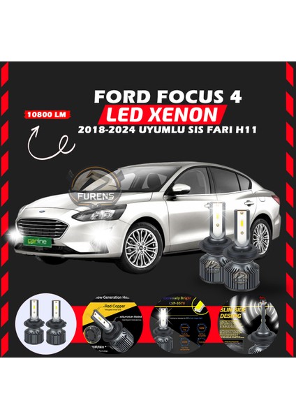 Ford Focus 4 2018-2024 Sis Farı Uyumlu Şimşek Etkili LED Xenon Premium Series H11