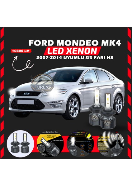 Ford Mondeo Mk4 2007-2014 Sis Farı Uyumlu Şimşek Etkili LED Xenon Premium Series H8