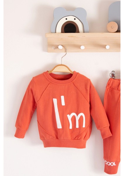 3-6-9-12-18 Ay Kız Bebek Takımı I'm Cool Desenli Pamuklu 2'li Nar Çiçeği fiyatları