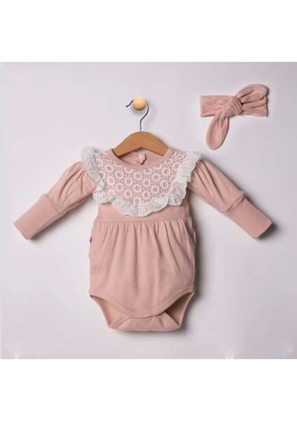 3-6-9-12 Ay Kız Bebek Tulum Karpuz Kollu Pudra