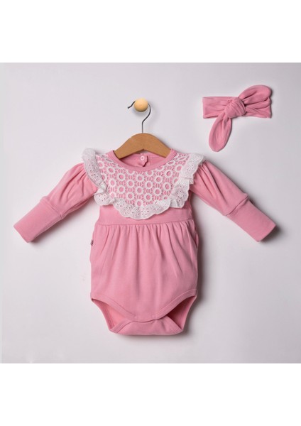 3-6-9-12 Ay Kız Bebek Tulum Karpuz Kollu Pembe