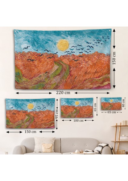 Vincent Willem Van Gogh - Kargalarla Buğday Tarlası Duvar ÖRTÜSÜ-7152 fırsatları