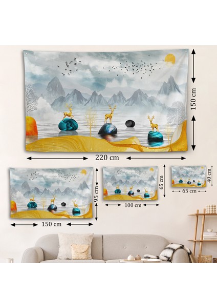 3D Modern Tasarım Altın Geyikler Duvar ÖRTÜSÜ-7196 fırsatları