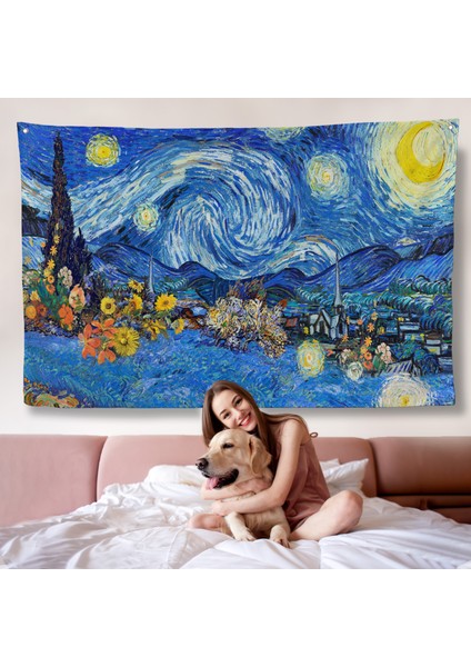 Vincent Van Gogh - Yıldızlı Geceler Duvar Örtüsü - Starry NIGHT-7172